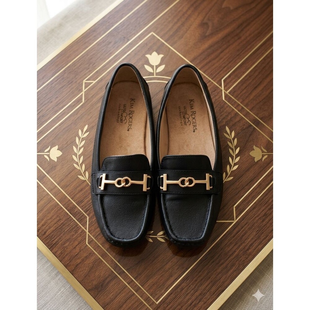 Kim Rogers Cheryl Loafers Women’s 6.5 Black NWOT Comfort Slip On Gold Bit Shoe